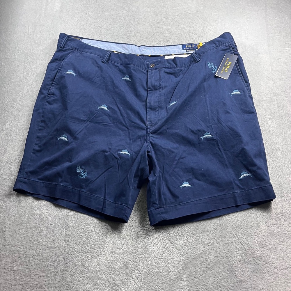 Polo Ralph Lauren Mens‎ 52 Navy Marlin Anchor Embroidered Stretch Classic Shorts